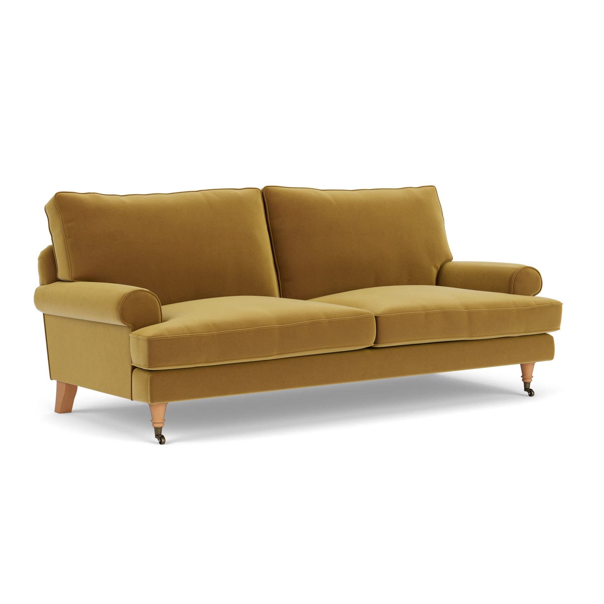 Stewart 3 Seater Mustard Matt Velvet The Cotswold Company stewart-3-seater-mustard-matt-velvet-the-cotswold-company